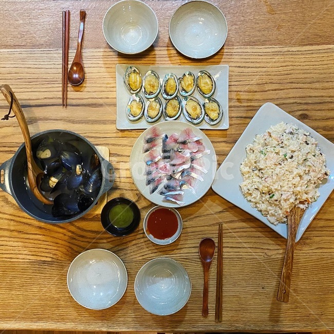 집밥,제주도,전복,회,요리