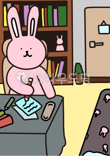 Rabbit,cute rabbit,animal,card,postcard,postcard,illustration,card,rabbit,illustration,cute picture,warm picture,room,letter writing