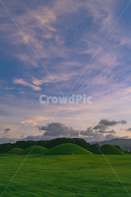 경주,왕릉,일몰,sunset,노을,하늘,sky,field,들,outdoors,옥외