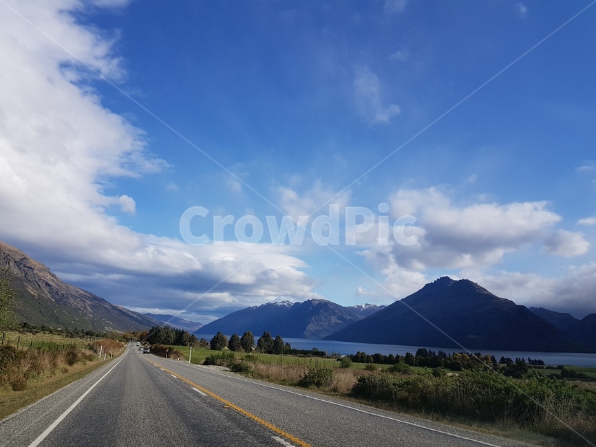 도로,뉴질랜드,맑음,하늘,산,공기,자연,풍경,nature,landscape,road,asphalt,아스팔트,highway,고속도로,freeway,고속 도로