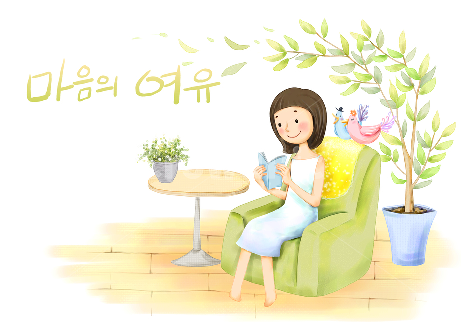 소녀,독서,취미,휴식,어린이,자연,화분,감성,의자,테이블,책,새,나무,쇼파,인테리어,여가,거실,싱글,싱글라이프,삽화,일러스트,동화,사람,인간,북카페,사람,인물,인간,human,person,그래픽,일러스트레이션,graphic,illustration