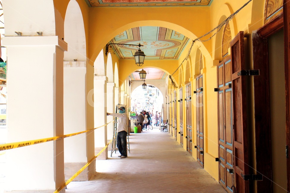 노랑,복도,페인트,원근감,yellow,paint,hallway,perspective