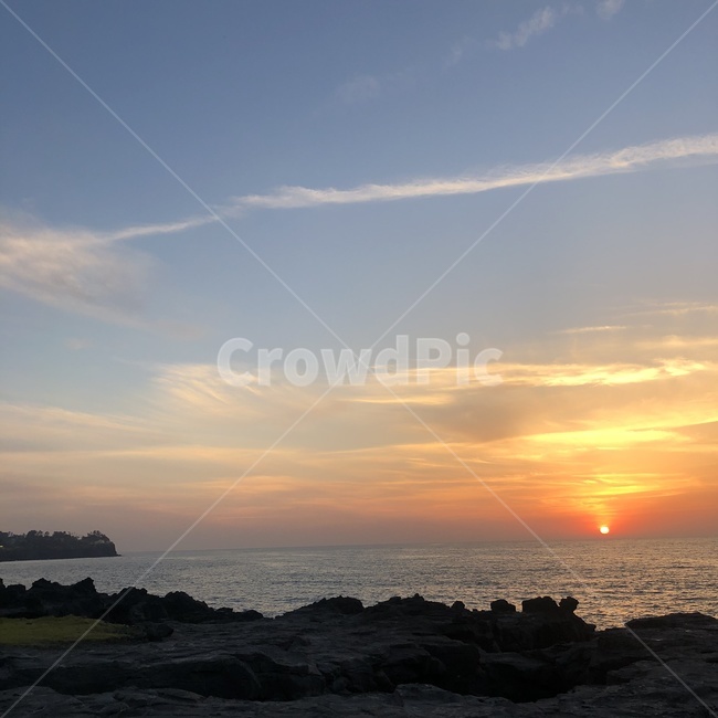 제주도,일몰,하늘,구름,풍경,바다