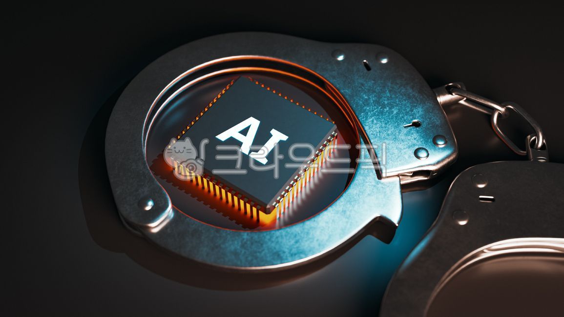 AI,artificial intelligence,handcuffs,crime,regulation,arrest,detention,law,security,illegal,semiconductor,chip,hacking,restriction,control,deepfake,cybercrime,technology,ethics,police,3D