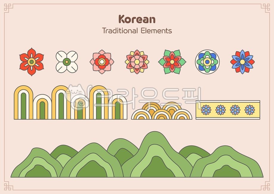 벡터,일러스트,명절,전통,한국,문화,추석,한가위,설,설날,엘리먼트,오브젝트,라인,아웃라인,전통문양,패턴,무늬,문양,단청,산