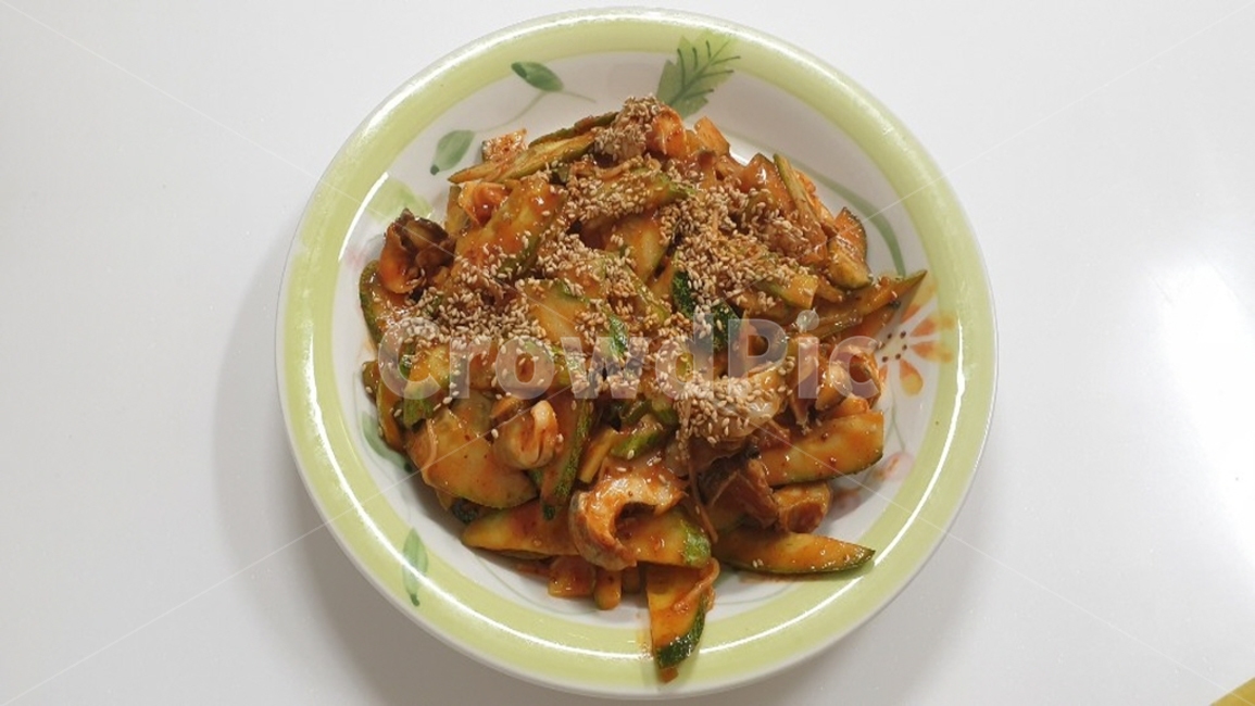 소라,비빔국수,요리,접시,소면