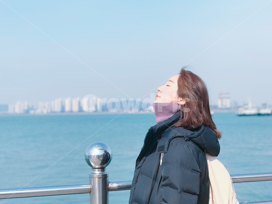 바다,겨울,청량,사람,여자,여성,월미도,인천,섬,바람