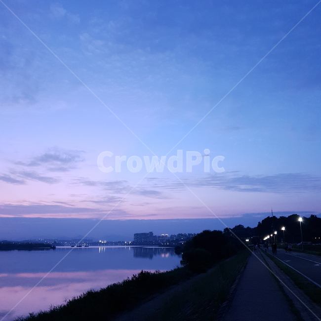 물,저녁,하늘,구름,보라,purple,reflection,남양주,반영,water,sky,cloud,색감