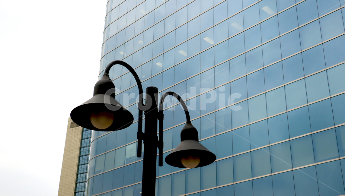 도시,가로등,세련된,검은색,회사