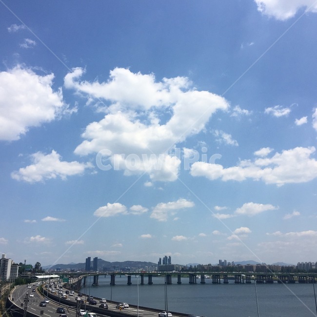 하늘,한강,구름,서울,도로,도시,맑음,화창함,날씨좋음