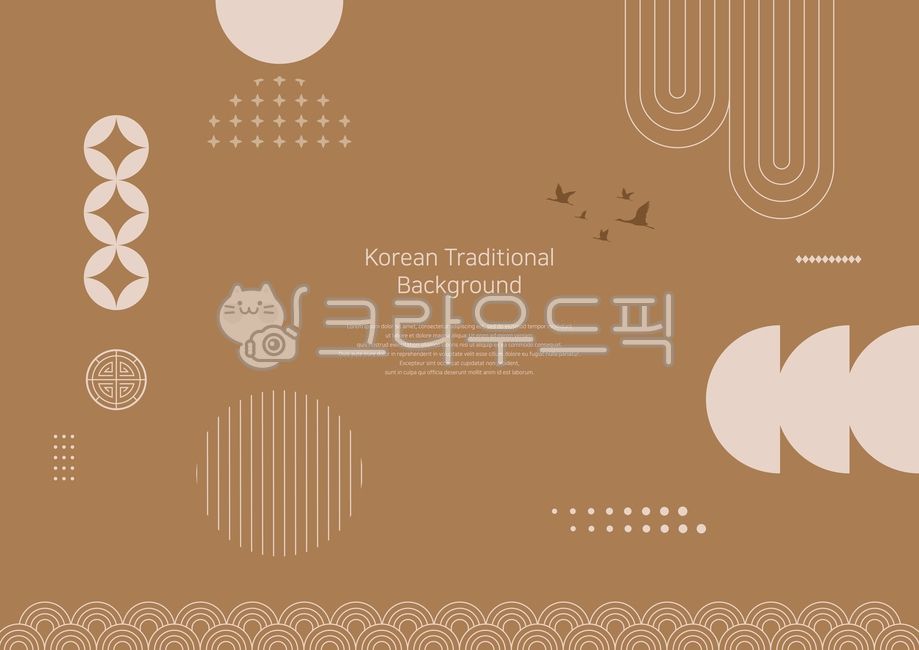 Illustration,vector,background,Korea,tradition,holiday,Lunar New Year,Lunar New Year,geometry,shape,abstract,abstract,traditional pattern,pattern,traditional pattern,pattern,brown,beige,circle,semicircle,crane,silhouette,circle