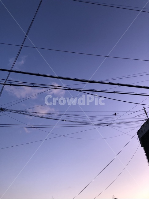 cable,케이블,powerlines,전력선,electrictransmissiontower,노을,하늘,구름,밤