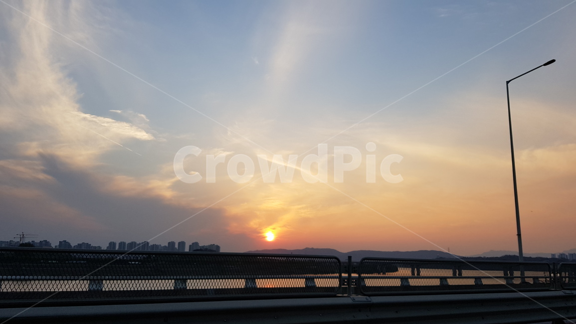 서울청담대교,일출,하늘,아침,풍경