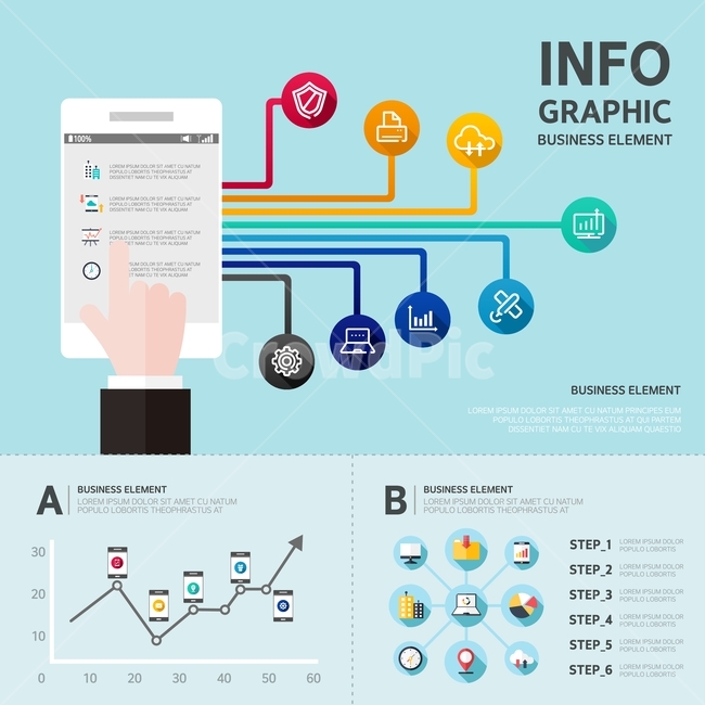infographic,flat design,icon,text,text box,Smartphone,graph,element,hand