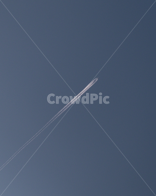 sky,cloud,blue sky,contrail,airplane