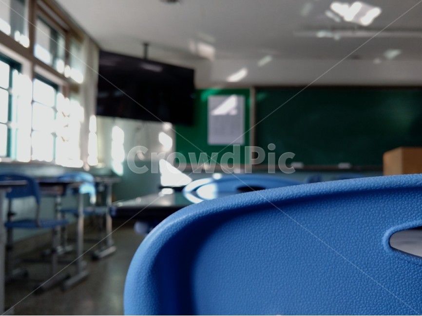 책상,의자,교탁,칠판,아침,학교,교실,옥내
