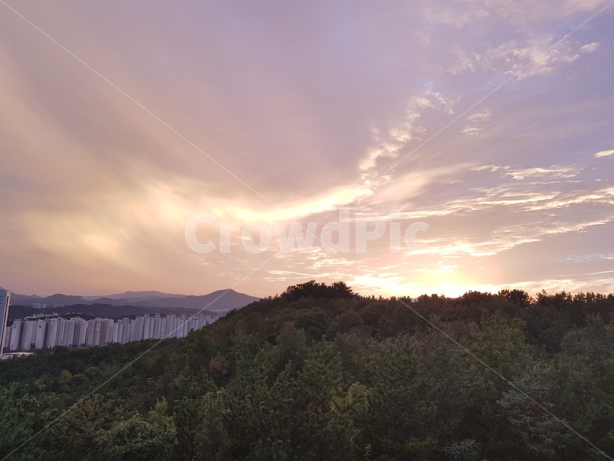 풍경,해,노을,산,구름