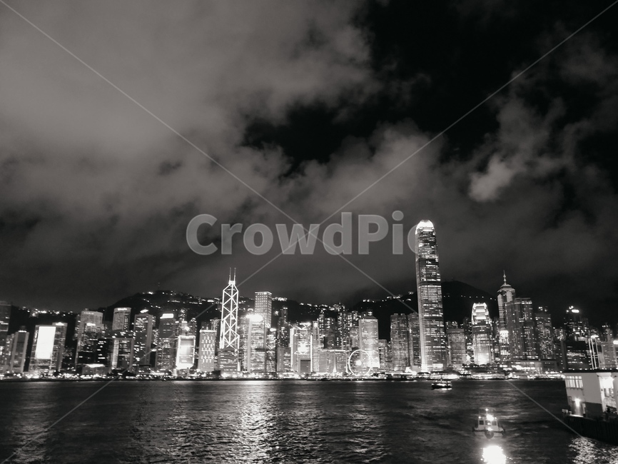 홍콩,야경,홍콩야경,흑백,강,야경,밤,풍경,nightscape,night,landscape,흑백,모노톤,monochrome,black and white,urban,어반,city,시티,metropolis,중심지,building,건물,town,도시,nature,자연,weather,날씨