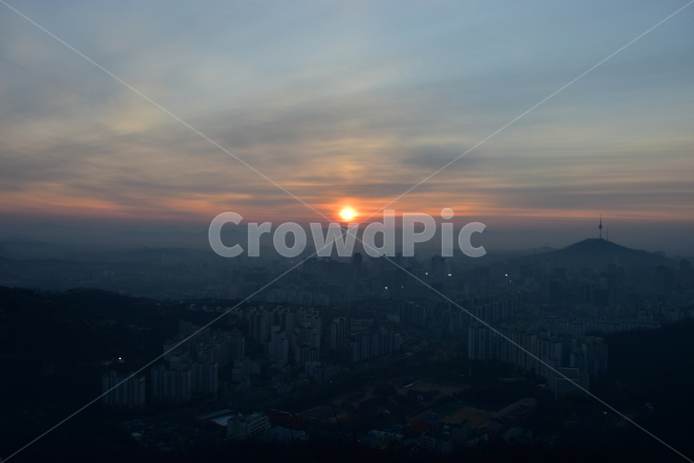 안산,일출,해맞이,해돋이,서울,아침,도시,도심지,풍경,미세먼지,겨울,도시,풍경,city,landscape