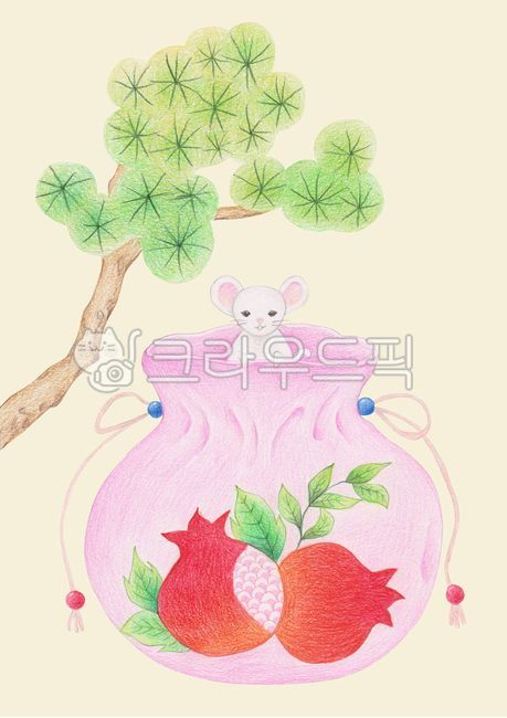 pine tree,luck,Thanksgiving,holiday,cute,branch,mouse,newyear,New Year,happiness,color pencil,tradition,Pomegranate,Chuseok,new year,full moon,luckypocket,pinetree,Full moon of the first lunar month,New Years card,handwork,cartoon,nature,tree,folk tale,le