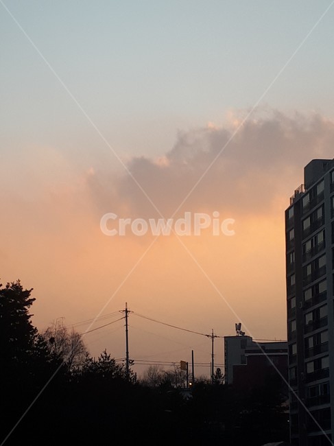 하늘,sky,저녁,노을,건물