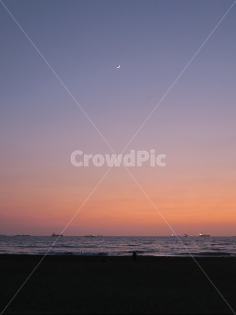 대만,타이완,가오슝치진섬,치진섬,일몰,해변,달,초승달,nature,자연,노을,야경