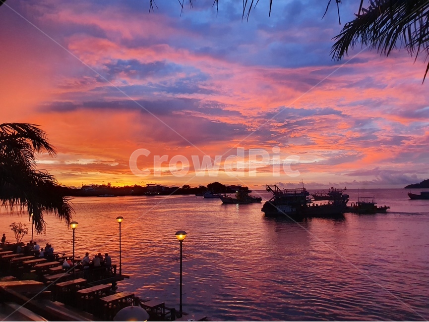 waterfront,워터프론트,노을,sunset,바다,sea,코타키나발루