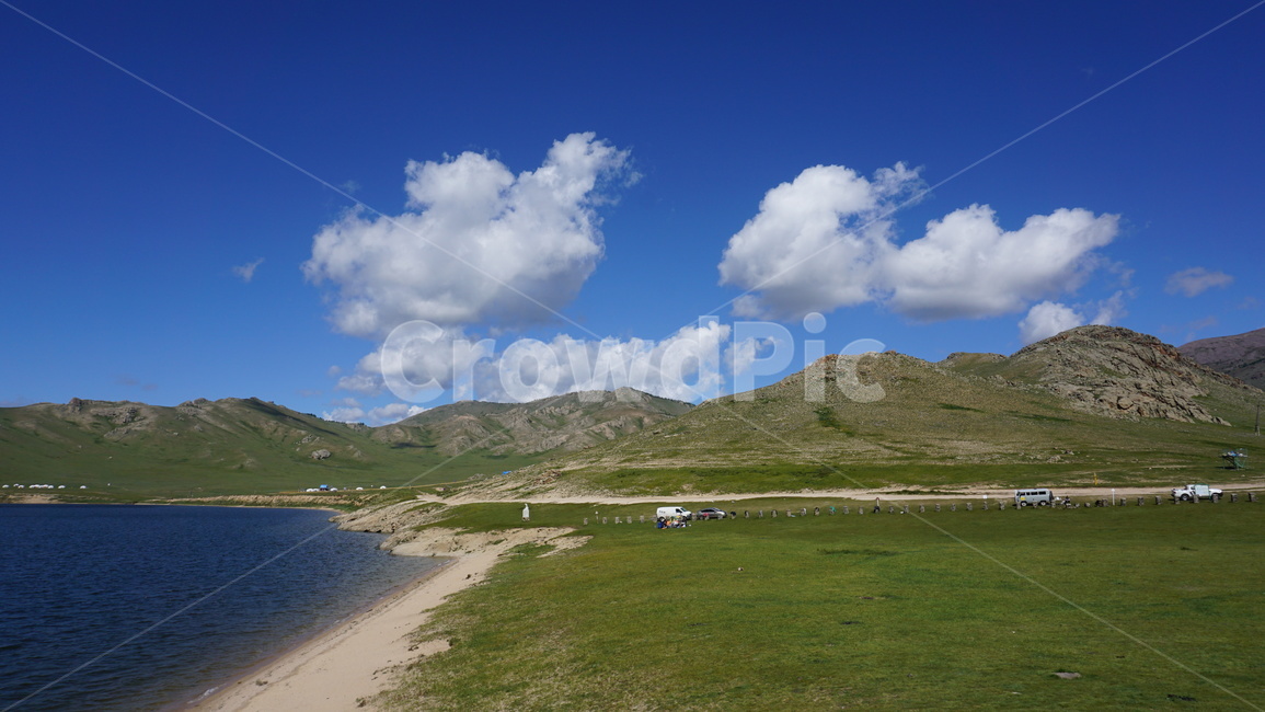 호수,하늘,초원,몽골,구름,sky,lake