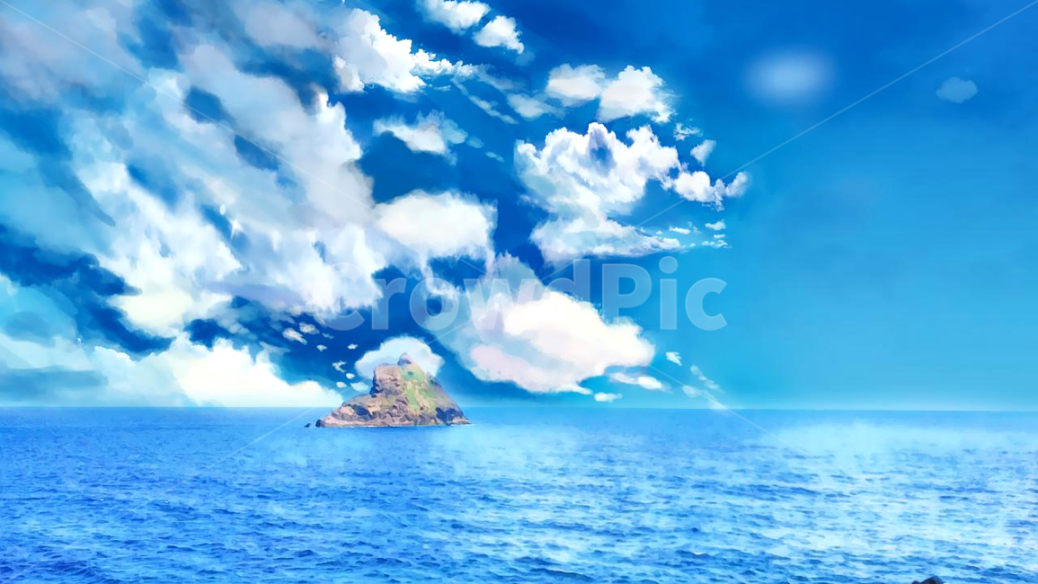 그림,바다,하늘,구름,뭉게구름,풍경,sea,sky,cloud,picture,하늘색,파랑색,수채화