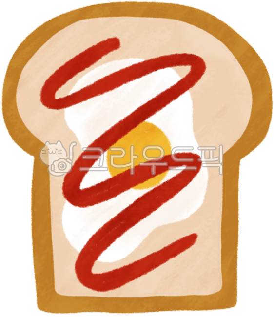 토스트,식빵,달걀프라이,빵,일러스트,음식,손그림,귀여움,디자인,캐첩,브런치,달걀,소스,toast,egg,french