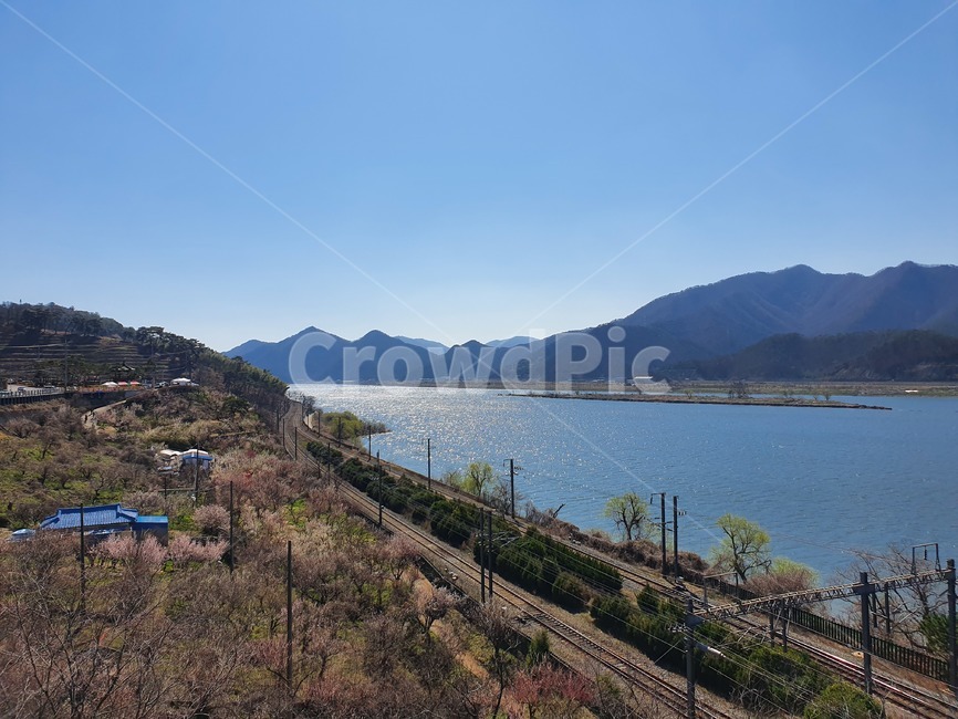 nature,자연,slope,경사,outdoors,옥외,철도,기찻길,계절,봄,낙동강