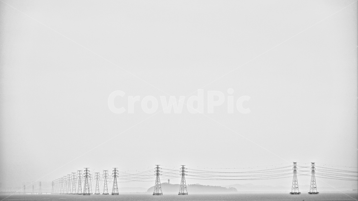 시화호,철탑,송전탑,흑백,전신줄,전선탑,전기,전선,풍경바다,자연,풍경,nature,landscape,흑백,모노톤,monochrome,black and white