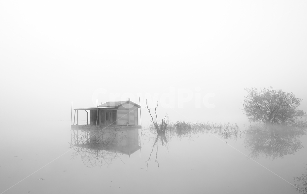 호수,방갈로,낚시,낚시터,여명,안개,가을,계절,새벽,자연,풍경,nature,landscape,한국자연풍경,한국자연경관,korea nature landscape,흑백,모노톤,monochrome,black and white,transportation,교통,vehicle,차량,boat,보트