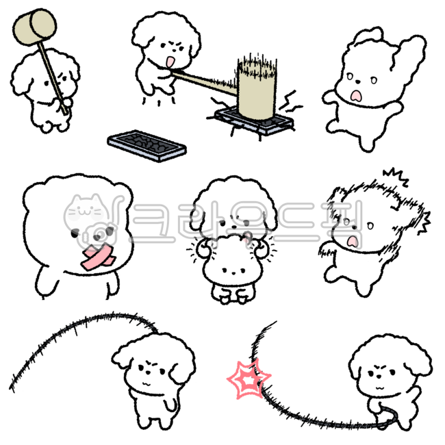 강아지,이모티콘,감정표현,감정,캐릭터,스티커,행동,핸드폰금지,놀람,꿀밤,대화금지,채찍