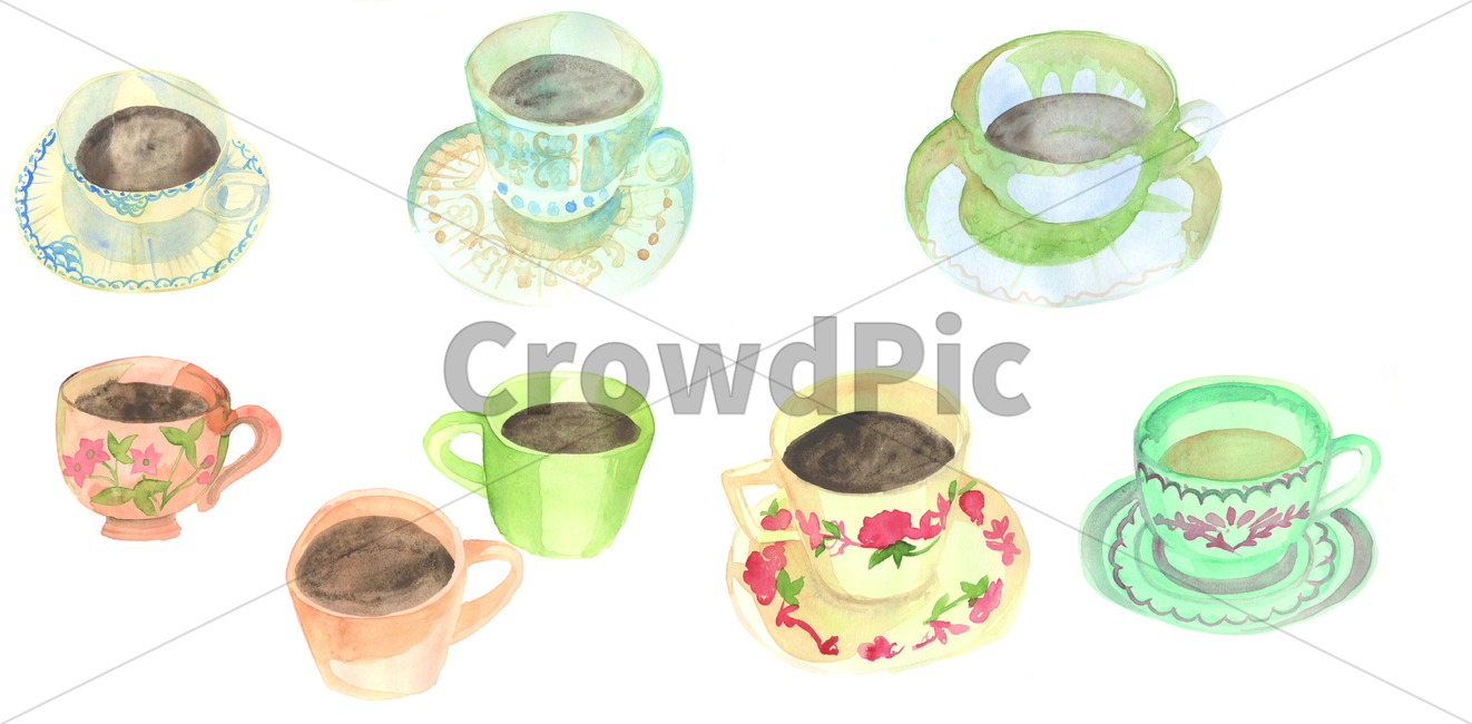손그림,물감그림,handdrawing,watercolor,잔,teacup,coffeecup,glass
