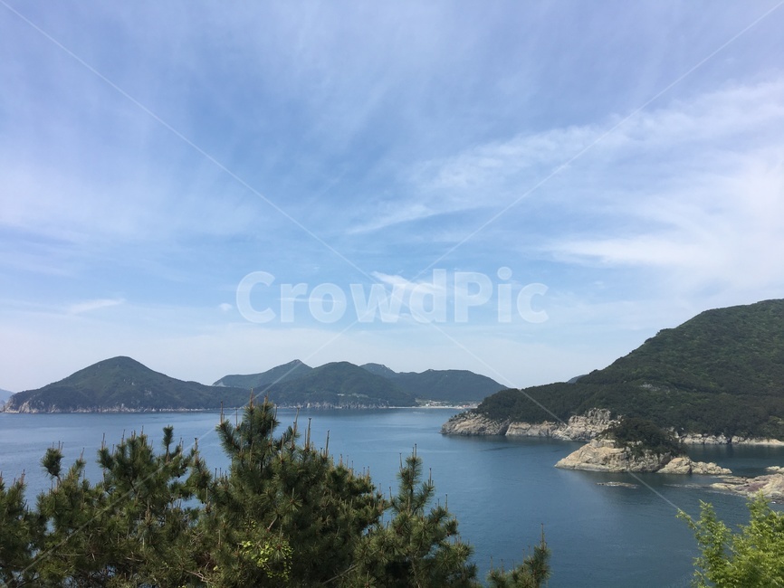 바다,산,자연,하늘,구름