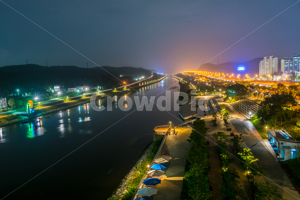 시천교,야경,아라뱃길,night,장노출,view,진함,맑음,여름,야경,밤,풍경,nightscape,night,landscape,outdoors,옥외,water,물