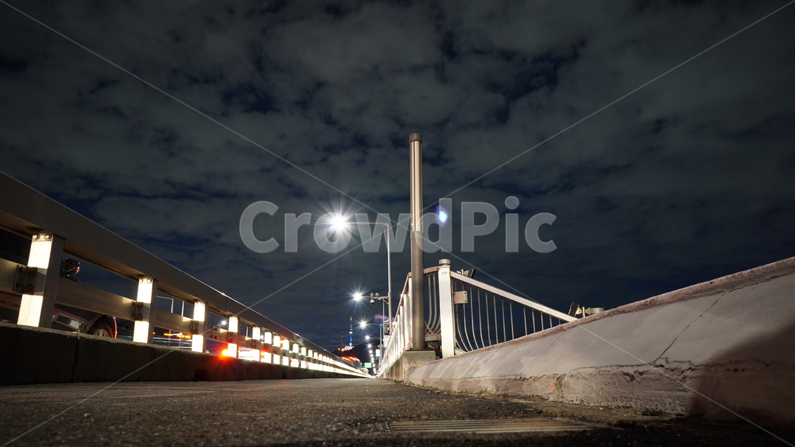 handrail,아스팔트,도로,다리,야경,가로등