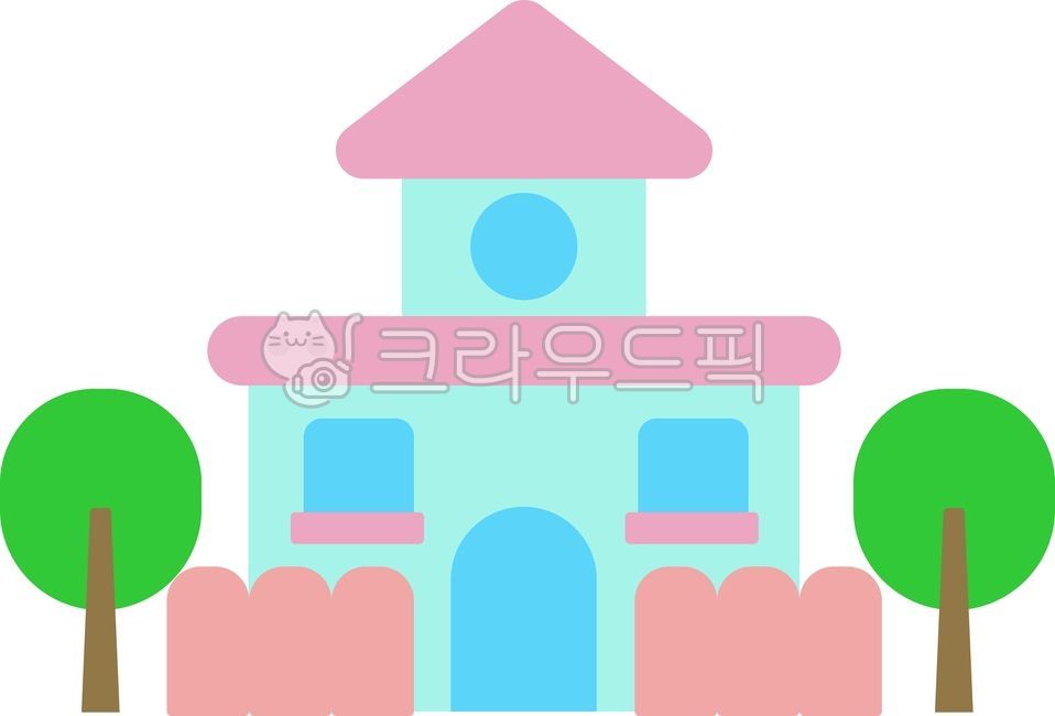 학교,유치원,건물,나무,교육,등교,창문,문,울타리