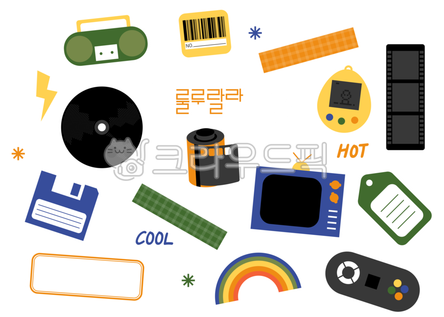누끼,꾸밈,오브젝트,투명,배경,아이콘,일러스트,손그림,장식,스티커,레트로,뉴트로,형광,다꾸,올드,클래식,레코드,무지개,게임기,엘피판