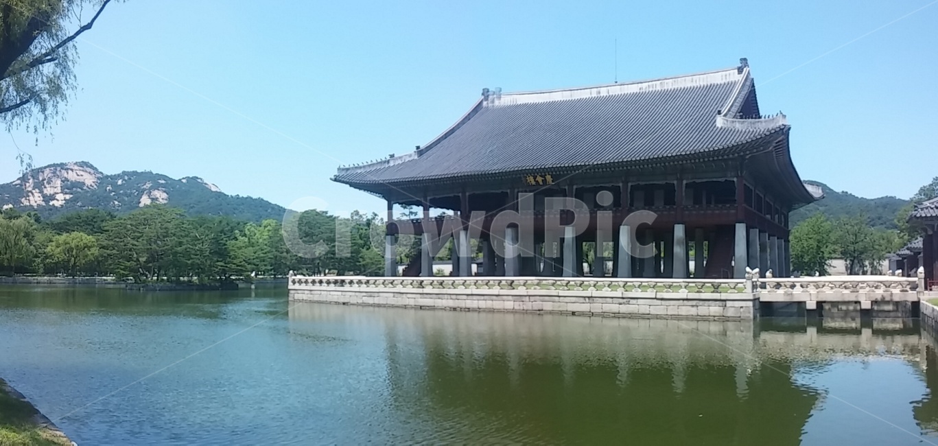 경복궁,경회루,유적지,전통,한국,풍경,경치,연못,인왕산,서울,왕궁