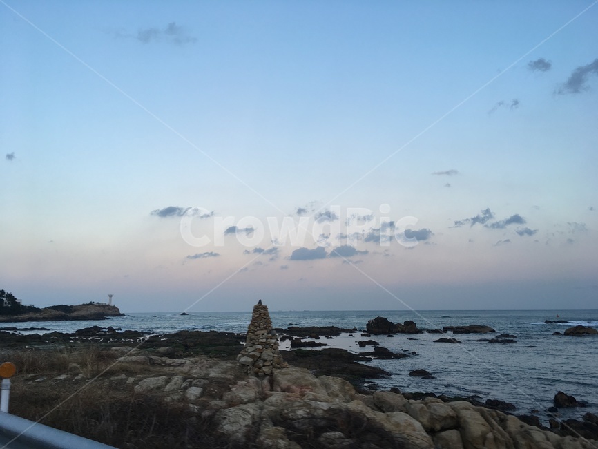 일몰,바다,하늘,수평선,구름