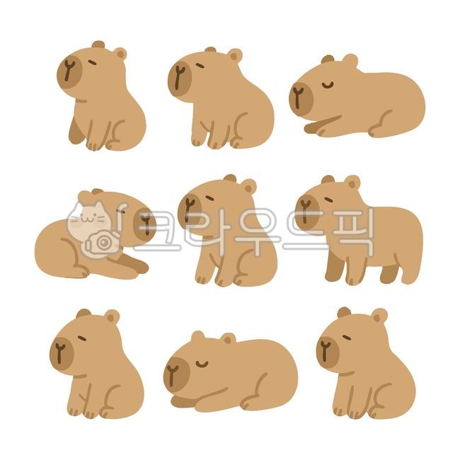 카피바라,동물,귀여운,캐릭터,동물캐릭터