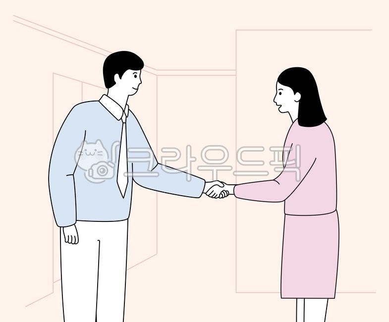 악수,인사,신입,상사,직장인,회사,회의,미팅,만남,사무실,직장생활,직장,양복,선배,넥타이,여자,남자,직장인일러스트,직장인그림,손,손그림,반가운,대면,사람일러스트,사람,선물,인사하다,인사성,약속,그래픽,일러스트레이션,graphic,illustration