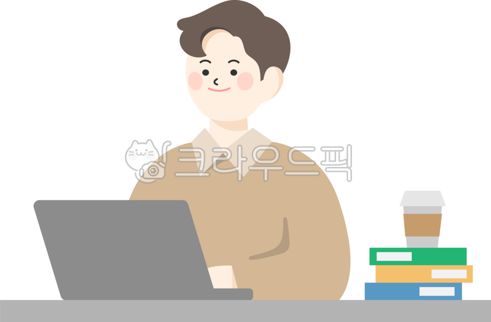 직장인,남자,남성,노트북,사무직,회사원,업무,근무,pc,컴퓨터,computer,일러스트,캐릭터,사람,person
