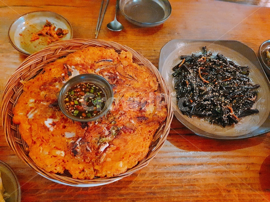요리,식사,전,김치전,도토리묵,부침개
