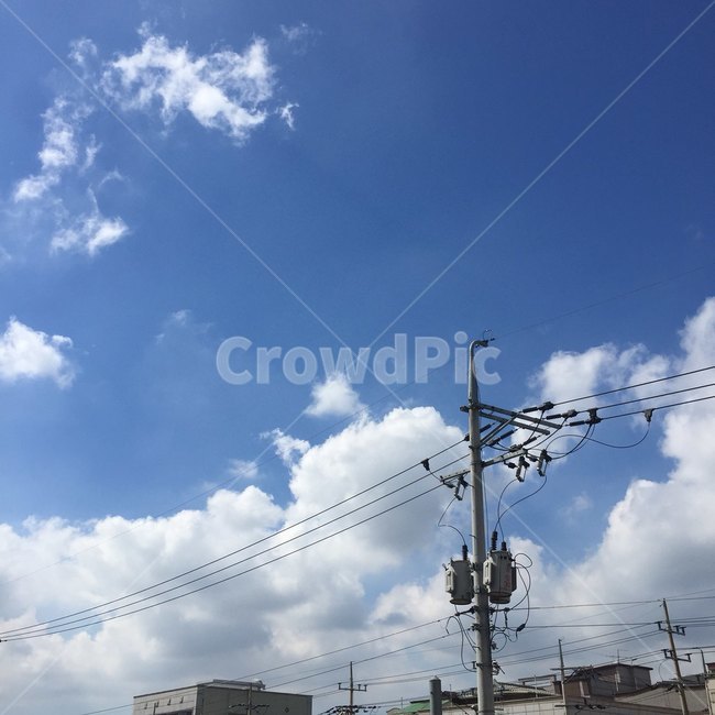 하늘,전봇대,구름,맑은,sky