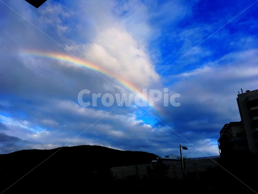무지개,하늘,파랑,구름,rainbow,도시,풍경,city,landscape,nature,자연,outdoors,옥외