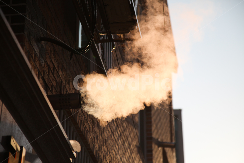 수중기,환풍구,연기,노을색,따뜻한색,감성사진