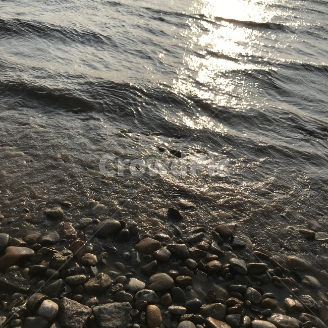 해질녘,강,자갈,비친,강가,해변,바다,beach,sea